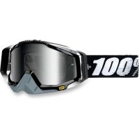 100% RACECRAFT ABYSS BLACK MIRROR SILVER LENS GOGGLE MASK