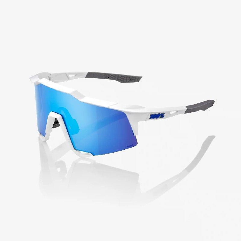 OCCHIALI 100% SPEEDCRAFT MATTE WHITE HIPER BLUE MULTILAYER MIRROR LENS
