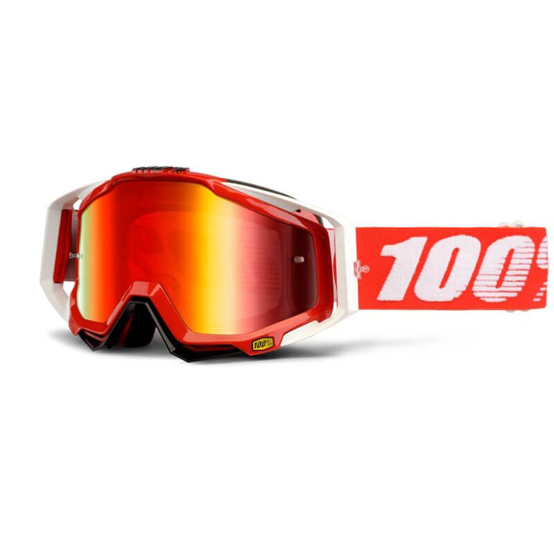 MASCHERA 100% RACECRAFT FIRE RED MIRROR RED LENS