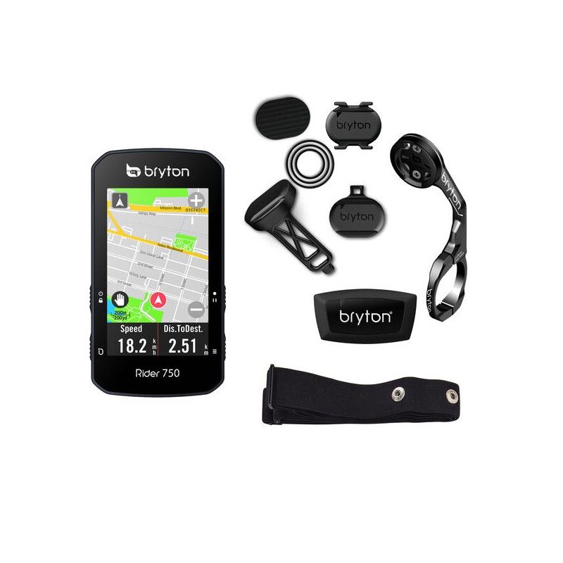 GPS BRYTON RIDER 750T CON KIT DUAL SENSOR HRM E SUPPORTO FRONTALE IN ALLUMINIO