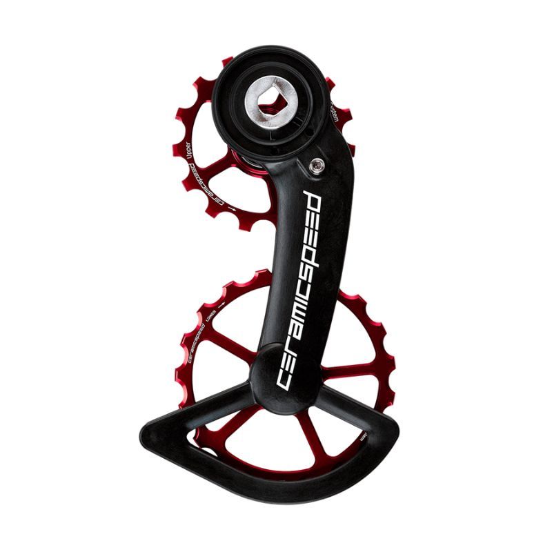 GABBIA CAMBIO CERAMICSPEED OSPW CON PULEGGE CARBONIO 12V ROSSO RED/FORCE AXS