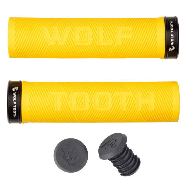 MANOPOLE WOLF TOOTH GRIPS ECHO LOCK-ON YELLOW-BLACK 484042008