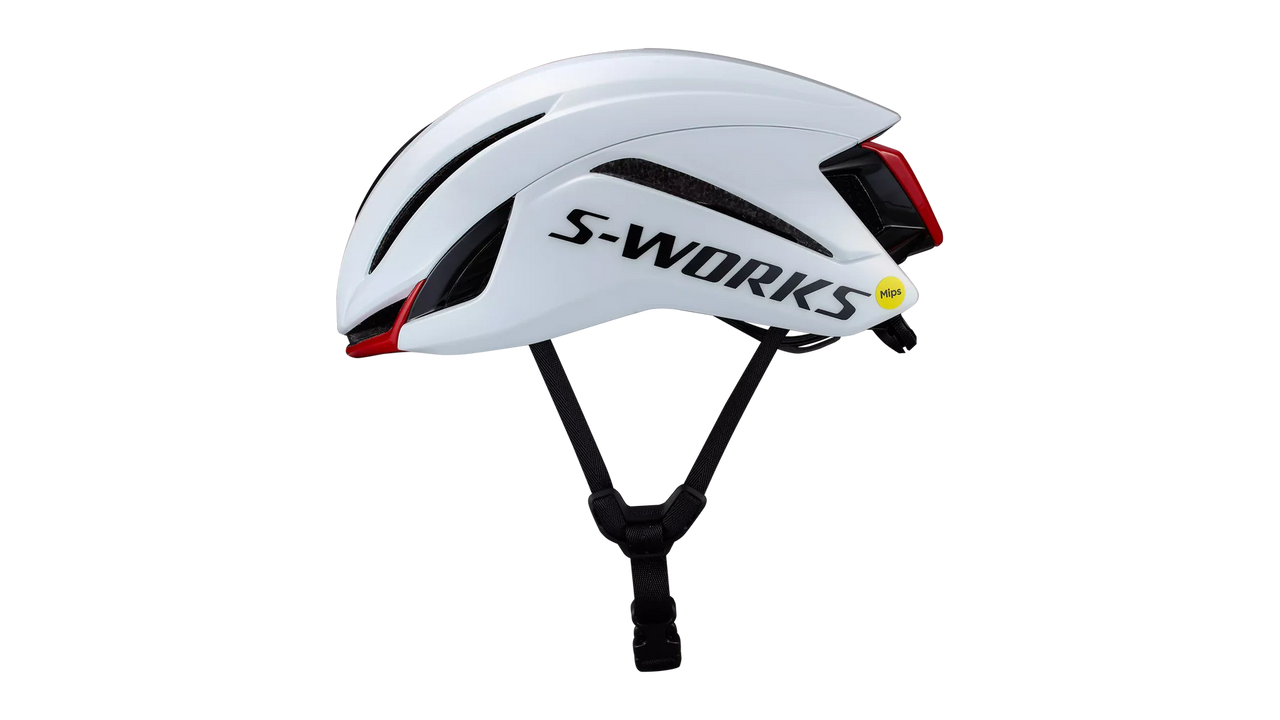 CASCO SPECIALIZED S-WORKS EVADE 4 WHITE RED PROFILO