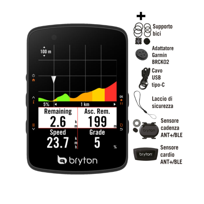 BRYTON GPS FAHRRADCOMPUTER RIDER 550D MIT HERZFREQUENZGURT UND TRITTFR – Pro-M SRL
