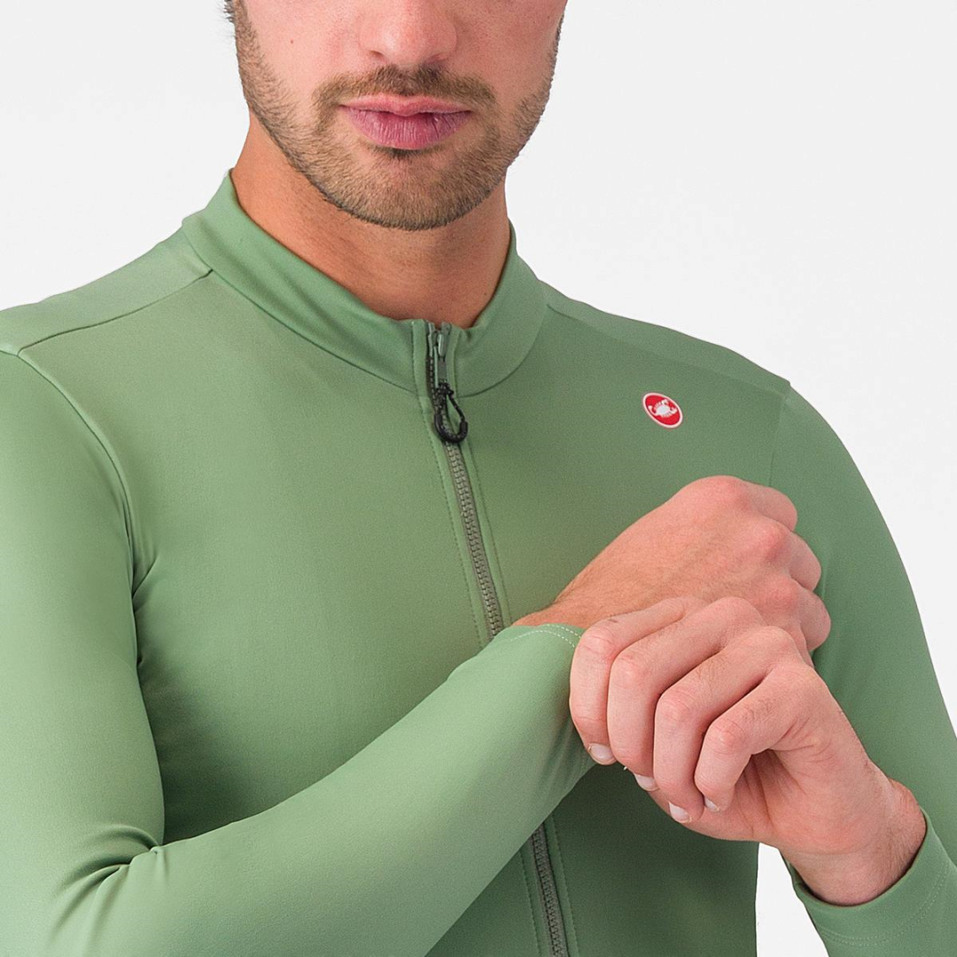 MAGLIA CASTELLI ESPRESSO THERMAL JERSEY GREEN PEPPER MANICA