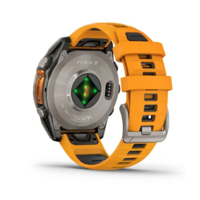 OROLOGIO GARMIN FENIX 8 8 - 47 MM AMOLED SAPPHIRE TITANIUM CINTURINO ARANCIONE GRIGIO retro