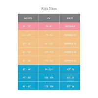 TABELLA TABLIE BICI SPECIALIZED BAMBINO