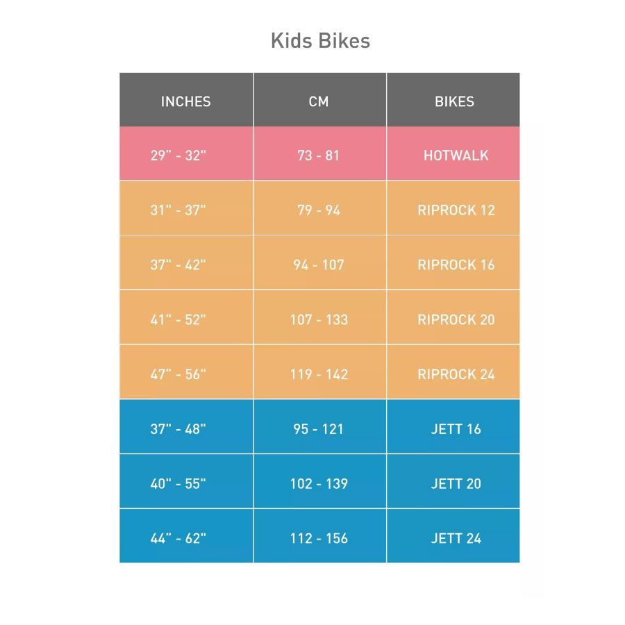 TABELLA TAGLIE BICI BAMBINO SPECIALIZED
