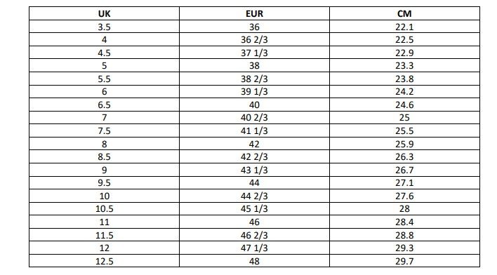 Five Ten size chart